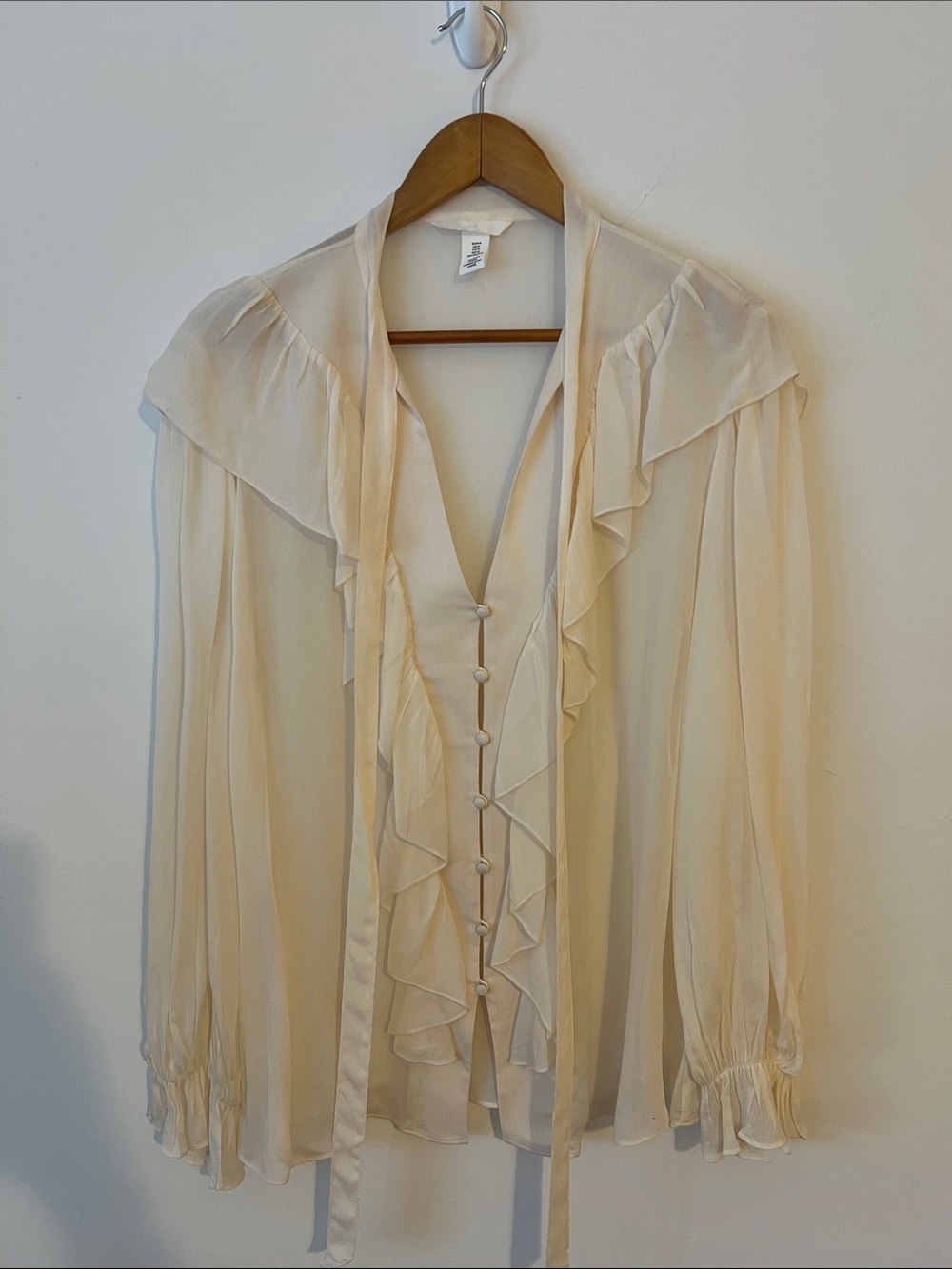 H&M Ivory Ruffle Tie-Front Blouse - Picture 1 of 6